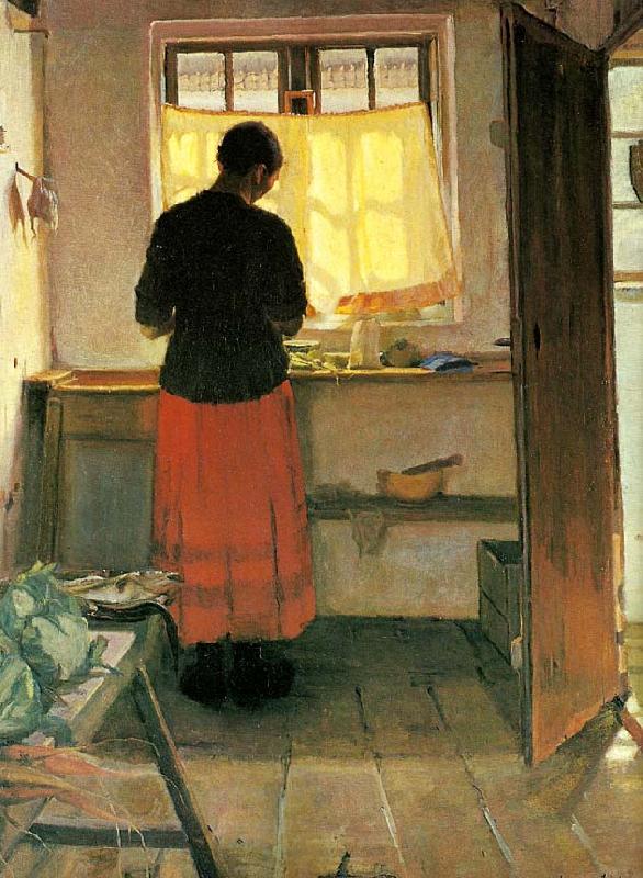 Anna Ancher pigen i kokkenet oil painting image